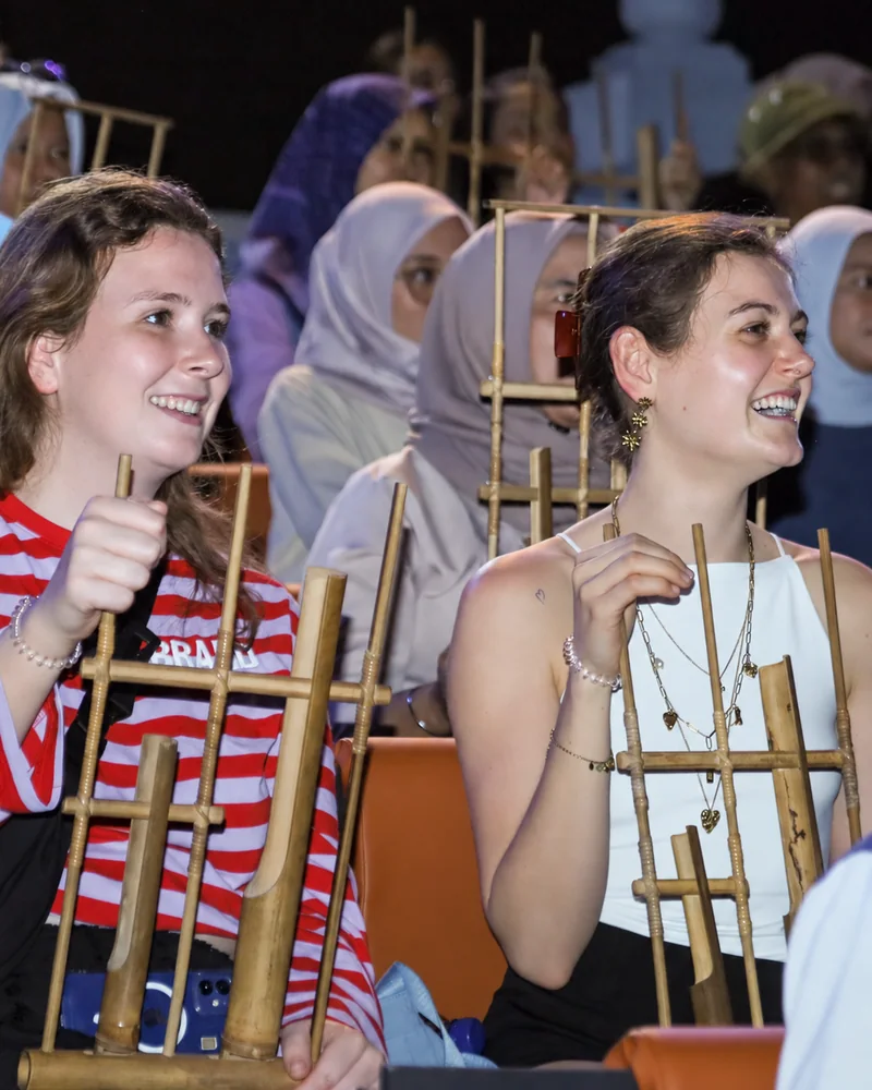 Guests enjoying an angklung activity together