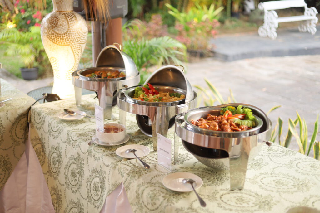 Elegant buffet with various dishes